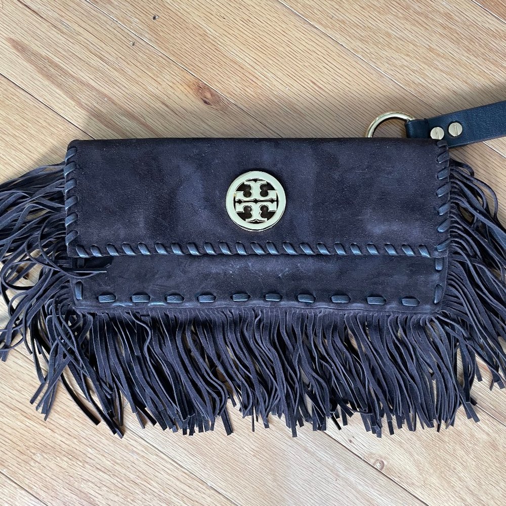 Chocolate Tory Burtch Suede handbag clutch